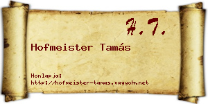 Hofmeister Tamás névjegykártya